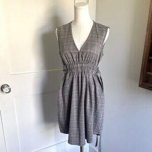 Current Air Plaid Jumper Dress with Buckles